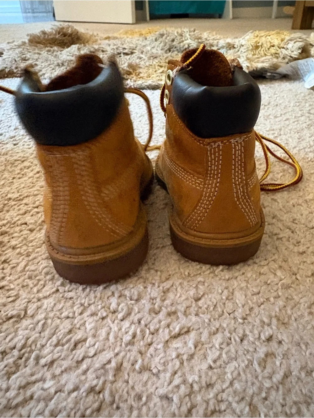 Timberland Kids Wheat Nubuck Boots with Black Collar